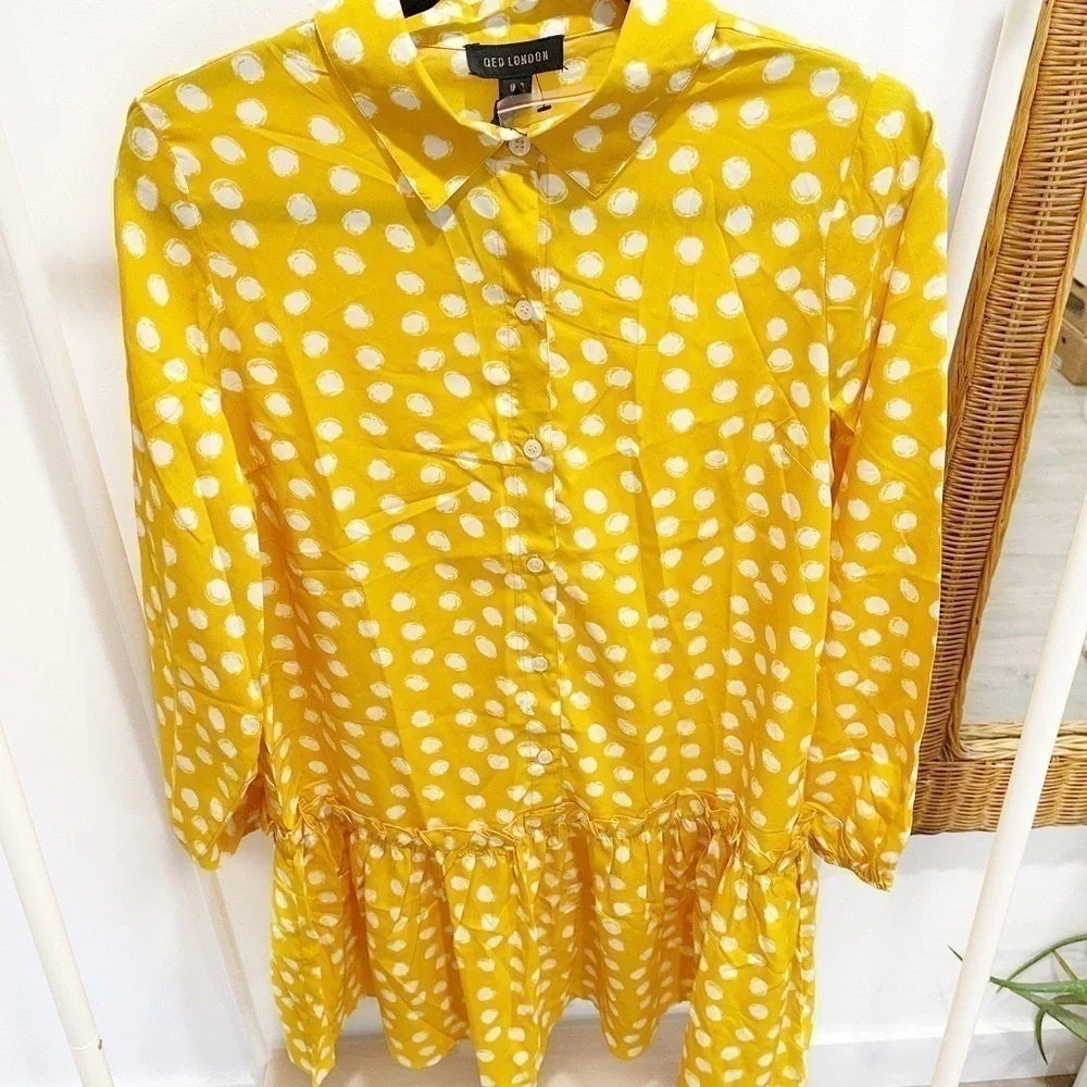 QED London Shirt Dress with Tiered Hem - US 4